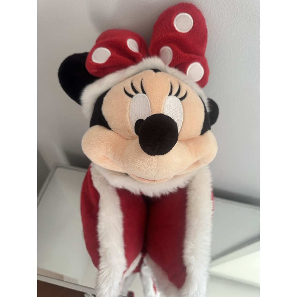 Disney Parks Minnie Mouse‎ Santa Pillow PAL Plush Holiday Christmas Red White